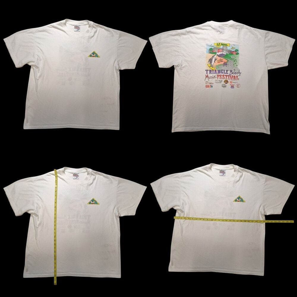 Vintage Music Festival T-Shirt Mens Large White Art 90s Onetta Single Stitch